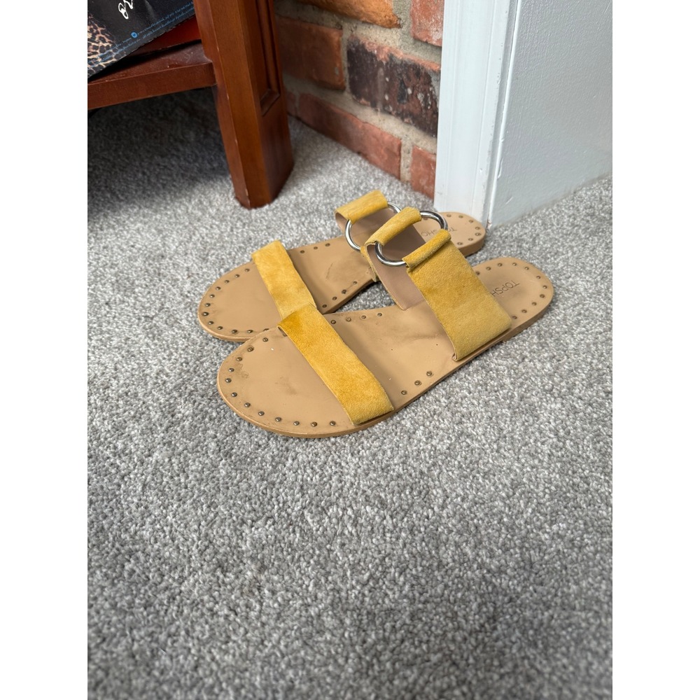 Topshop‎ Mustard Yellow Metal Ring Metal Studded Slides Size 8.5 39